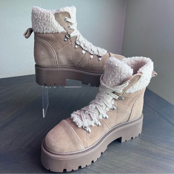 STEVE MADDEN Reyen Platform Boot in Oatmeal Suede Size 7.5 NEW - Picture 5 of 15